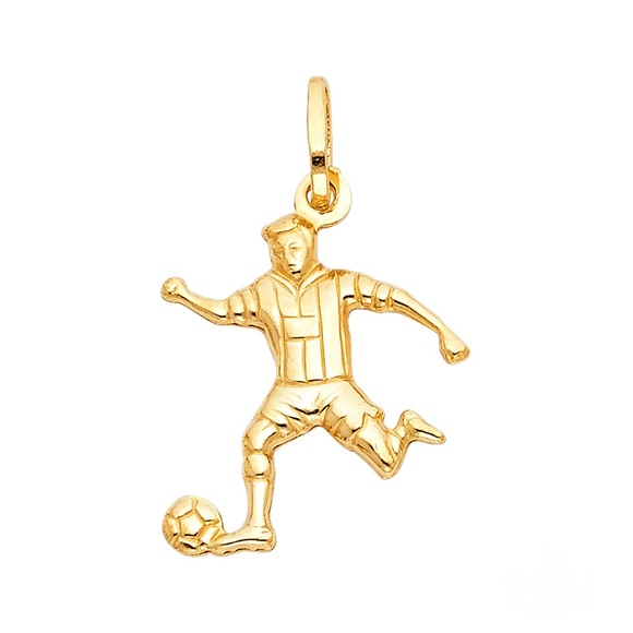14K Yellow GoldSoccer Player Pendant